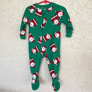 Carter’s Child of Mine Size 12 Mo Fleece Santa Claus Zip Front Footed Sleeper